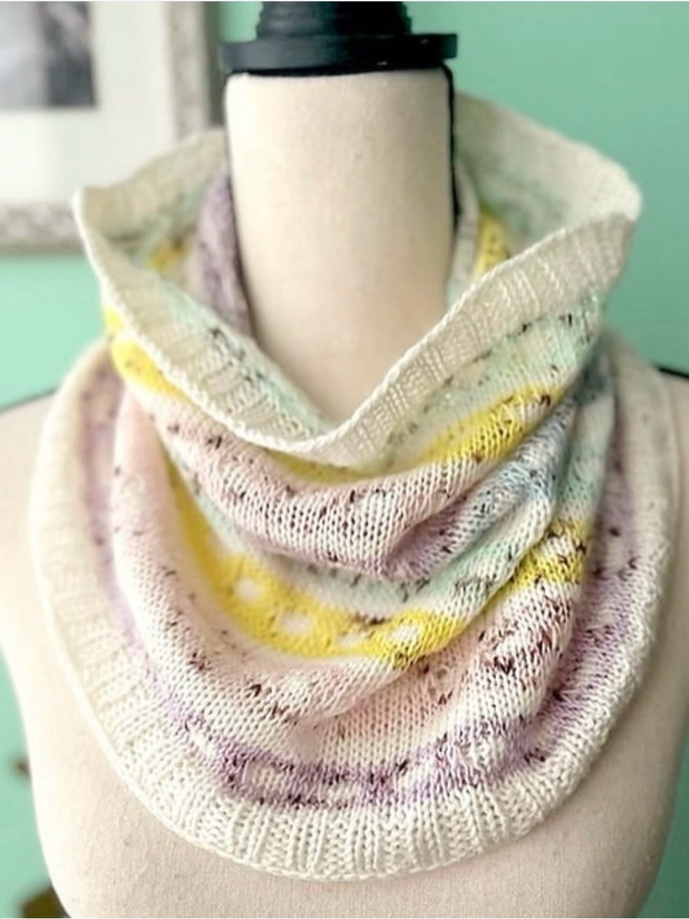 Gorgeous Custom Hand-Knit Pastel Speckled Cowl OOAK